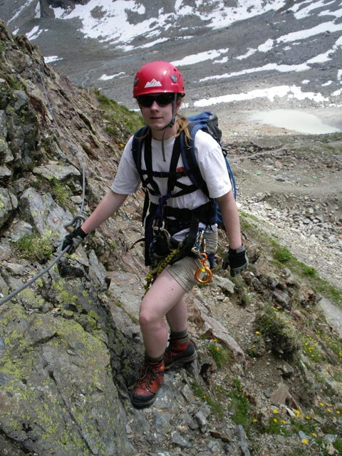 Daniela zwischen Kleinlitzner-Klettersteig und Saarbrückner Hütte