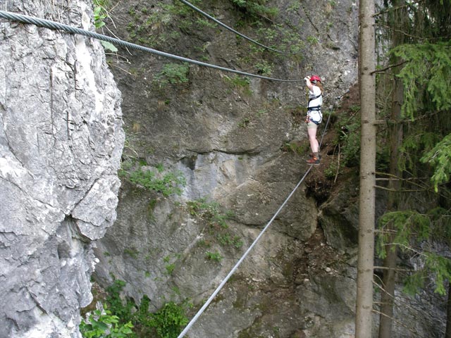 Koflwand-Klettersteig: Daniela auf der Seilbr&uuml;cke (8. Juli)