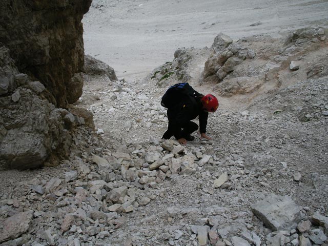 Paternkofel-Nordnordwestgrat: Marlies in der ersten Seill&auml;nge (12. Juli)