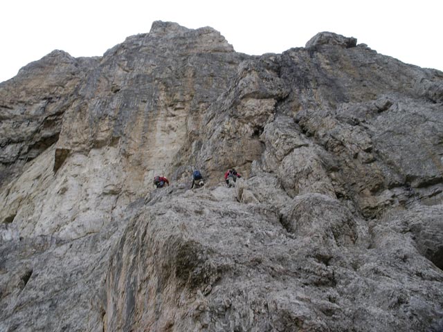 Paternkofel-Nordnordwestgrat: Josef, Daniela und Michael in der dritten Seillänge (12. Juli)