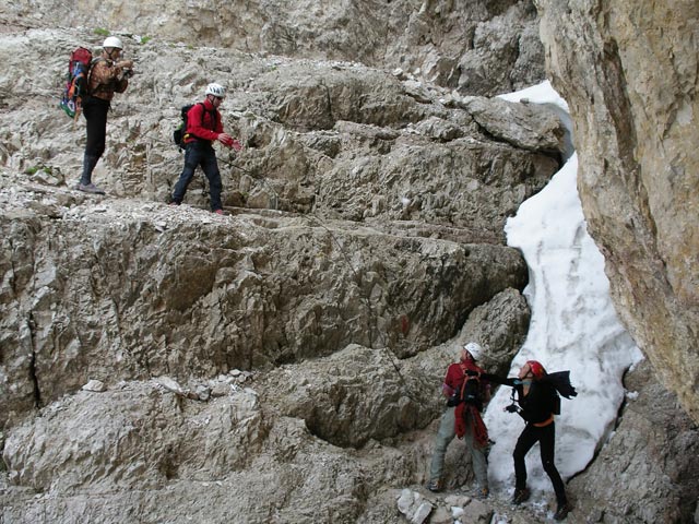 Josef, Andreas, Michael und Marlies zwischen Pa&szlig;portenscharte und Paternsattel (12. Juli)
