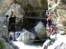 ÖTK-Klettersteig: Wolfgang, Doris und Alexander bei der ersten Brücke (7. Juli)