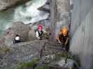 ÖTK-Klettersteig: Norbert, Daniela und Theresa bei der zweiten Wehranlage (7. Juli)