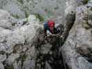 Winkelturm-Klettersteig: Daniela in der Schlüsselstelle (8. Juli)