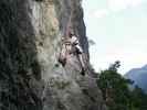 Koflwand-Klettersteig: Daniela nach der Seilbrücke (8. Juli)