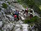 Daniela, Irmgard, Brigitte und Doris im Einstieg Via Ferrata Michielli Albino Strobel:  (11. Juli)