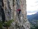 Via Ferrata Michielli Albino Strobel: Doris auf der Leiter (11. Juli)