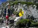 Zellinköpfe-Klettersteig: Daniela bei der Abzweigung (13. Juli)