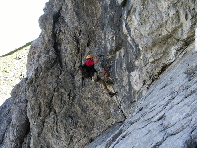 Saula-Klettersteig: Axel in der Schlüsselstelle