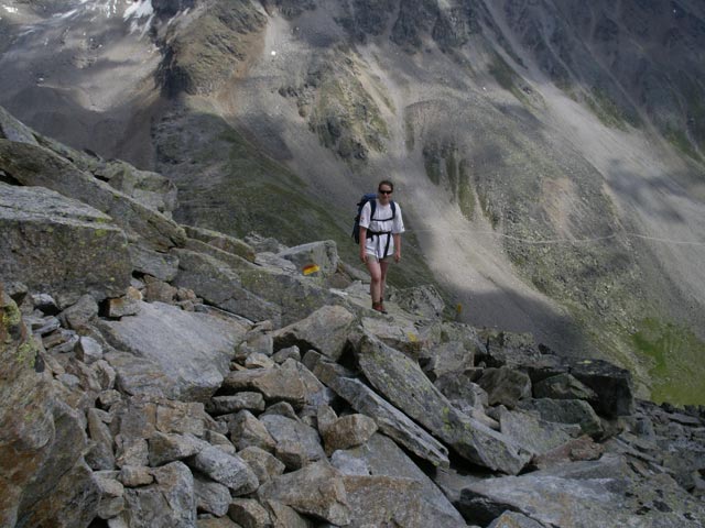 Daniela auf Weg 25a zwischen Düsseldorfer Hütte und Hinterem Schöneck (21. Juli)