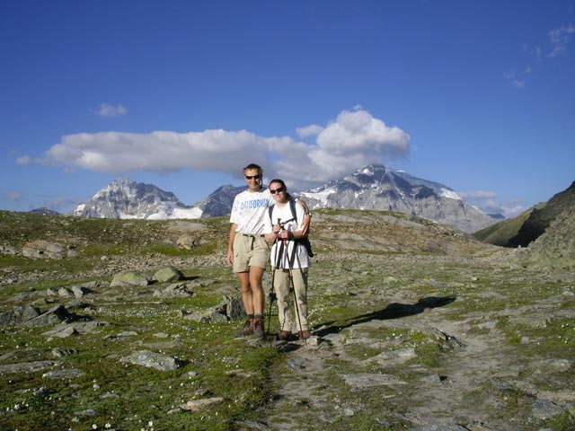 Ich und Daniela auf Weg 5 zwischen Düsseldorfer Hütte und Tschenglser Hochwand (22. Juli)