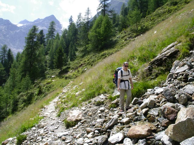 Daniela auf Weg 13 zwischen der Schäferhütte und der Oberen Laaser Alm (23. Juli)