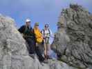 Wolfgang, Theresa und Daniela in der Bockkarscharte, 2.504 m (4. Aug.)