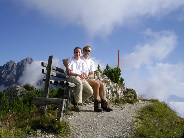 Daniela und ich zwischen Bergstation und Kreuzjoch