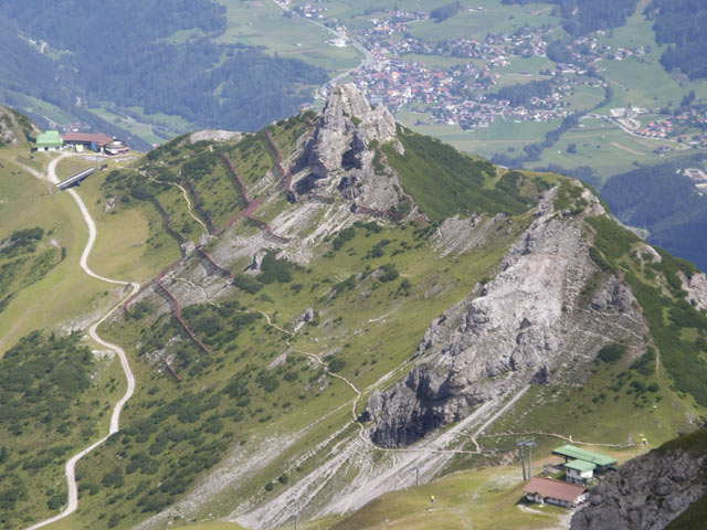 Wetzsteinschrofen und Marchleitenfels vom Hohen Burgstall aus