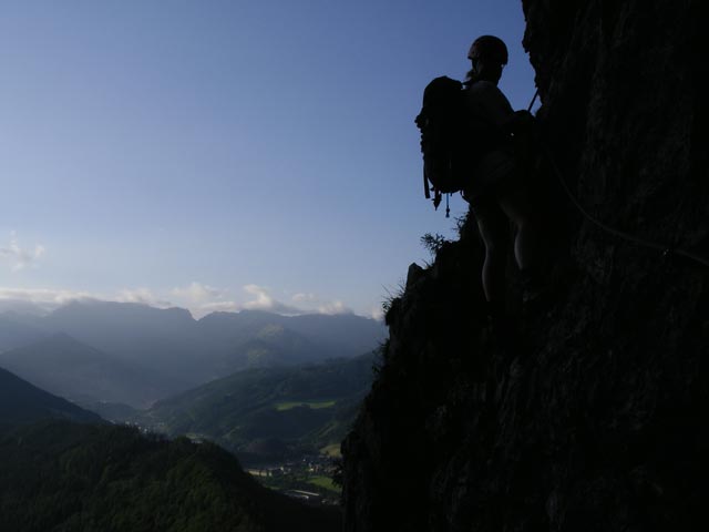 Kaiser Franz Joseph-Klettersteig: Daniela nach dem ersten Gehgelände