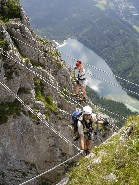 Kaiser Franz Joseph-Klettersteig: Daniela und ich auf der Seilbr&uuml;cke