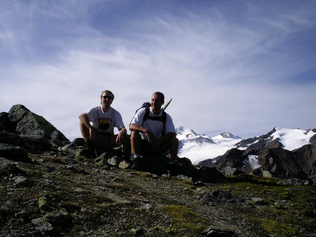 Ich und Erich am Mainzer Höhenweg zwischen Nördlichem Pollesjoch und Wildem Mannle (24. Aug.)