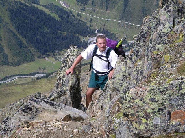 Erich am Mainzer Höhenweg zwischen Wurmsitzkogel und Gschrappkogel (24. Aug.)