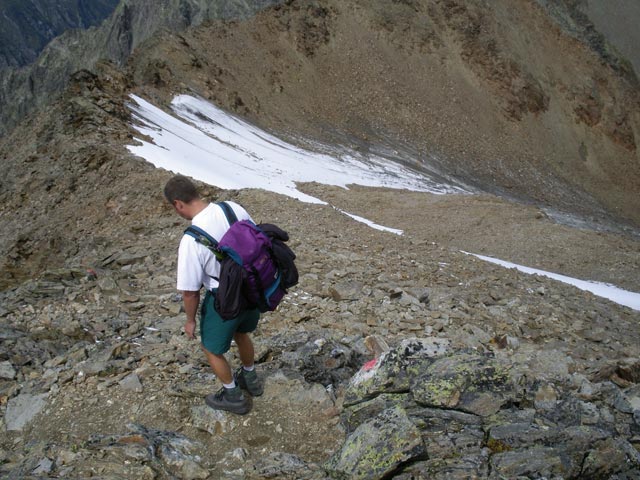 Erich am Mainzer Höhenweg zwischen Wassertalkogel und Notabstieg Mandarfen (24. Aug.)