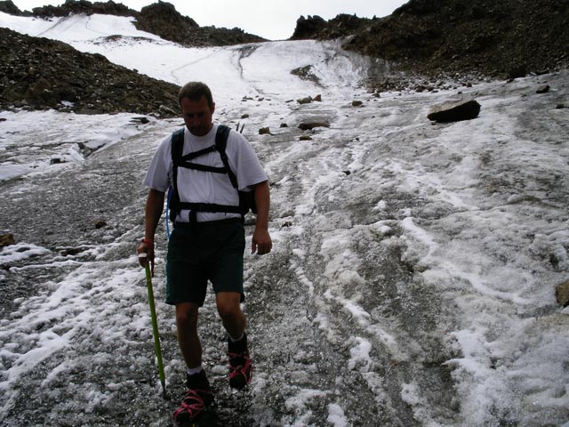 Erich am Mainzer Höhenweg am Silberkarferner (24. Aug.)