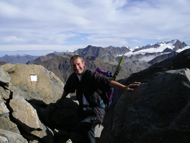 Erich am Mainzer H&ouml;henweg zwischen N&ouml;rdlichem Puitkogelferner und Wei&szlig;maurachjoch (24. Aug.)