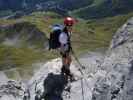 Arlberger Klettersteig: Daniela zwischen Weißschrofenspitze und östlichem Einstieg