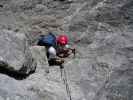 Arlberger Klettersteig: Daniela zwischen Weißschrofenspitze und östlichem Einstieg