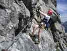 Arlberger Klettersteig: Daniela zwischen Weißschrofenspitze und östlichem Einstieg