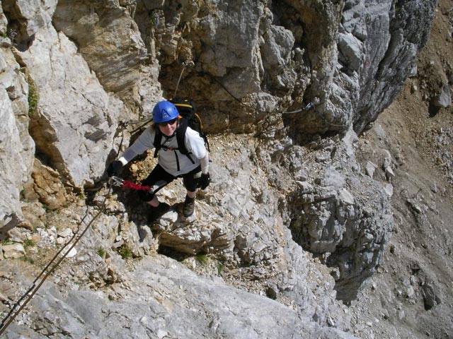 Via Ferrata Ponza Grande: Irene am Fuß der Gipfelwand