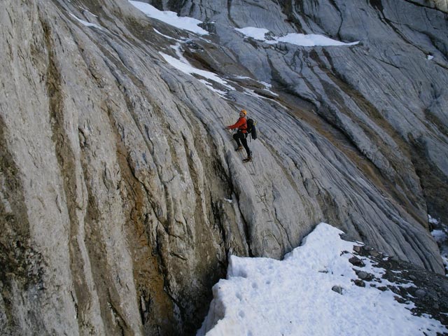 Blodigrinne-Klettersteig: Andreas in der leichten Variante des zweiten Teils