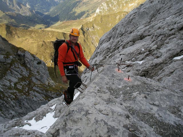 Blodigrinne-Klettersteig: Andreas im zweiten Teil