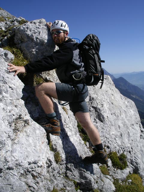 Vordere Brandjochspitze-S&uuml;dgrat: Andreas zwischen Brandjochkreuz und erster Wandstufe