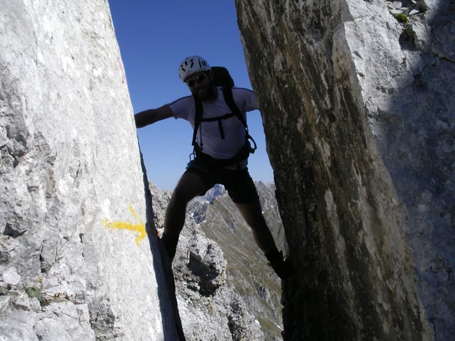 Vordere Brandjochspitze-S&uuml;dgrat: Andreas im ersten Kamin