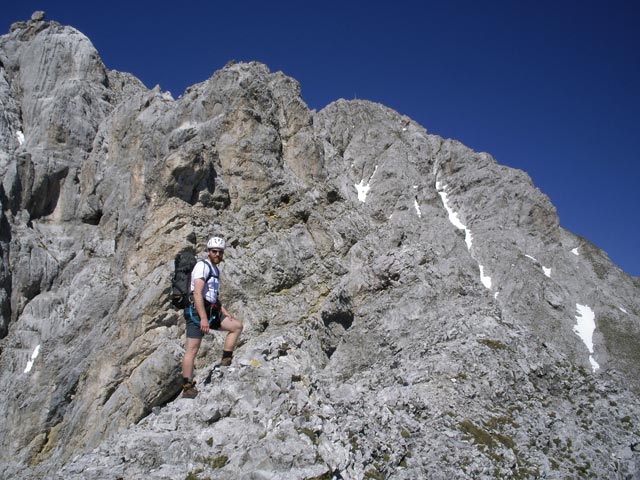 Vordere Brandjochspitze-S&uuml;dgrat: Andreas zwischen erstem und zweitem Kamin