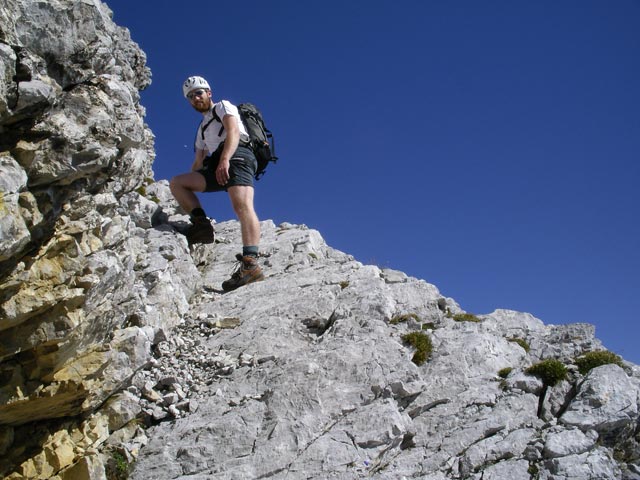 Vordere Brandjochspitze-S&uuml;dgrat: Andreas zwischen erstem und zweitem Kamin
