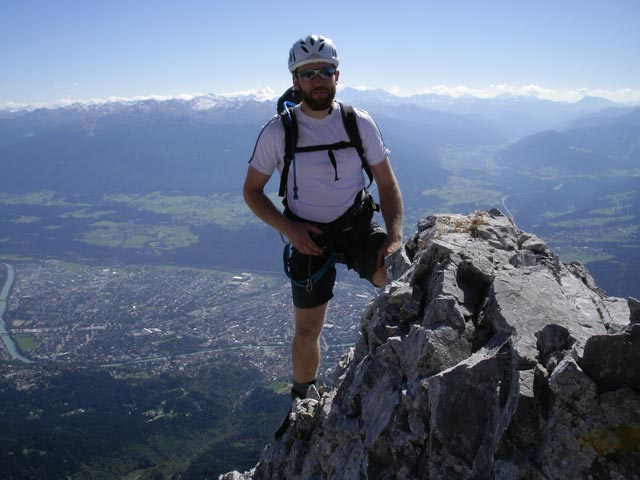 Vordere Brandjochspitze-S&uuml;dgrat: Andreas am Absatz nach dem zweiten Kamin