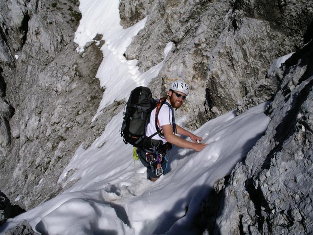 Vordere Brandjochspitze-S&uuml;dgrat: Andreas zwischen Plattenabschnitt und Gipfel