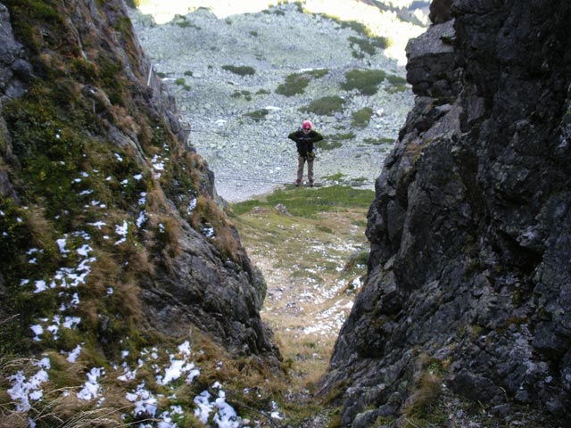 Henngrat-Klettersteig: Daniela in der Variante 'Da' Zache' (29. Sept.)