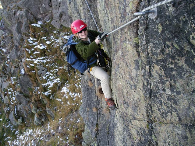 Henngrat-Klettersteig: Daniela in der Variante 'Da' Zache' (29. Sept.)