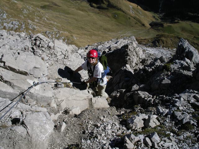 Karhorn-Klettersteig: Daniela im Ausstieg