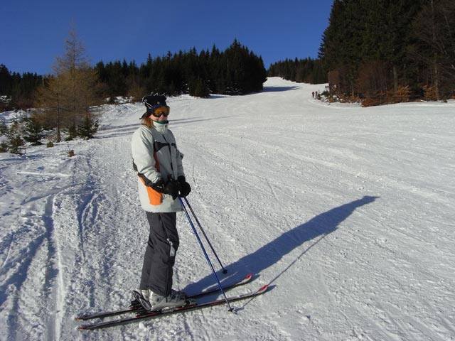 Daniela auf der Schneidabfahrt