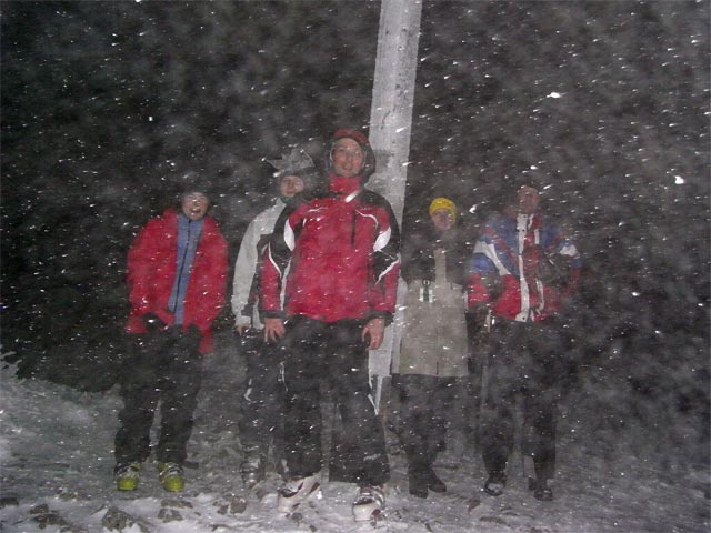 Irene, Daniela, ich, Nadja und Udo am Unterberg, 1.342 m (31. Dez.)