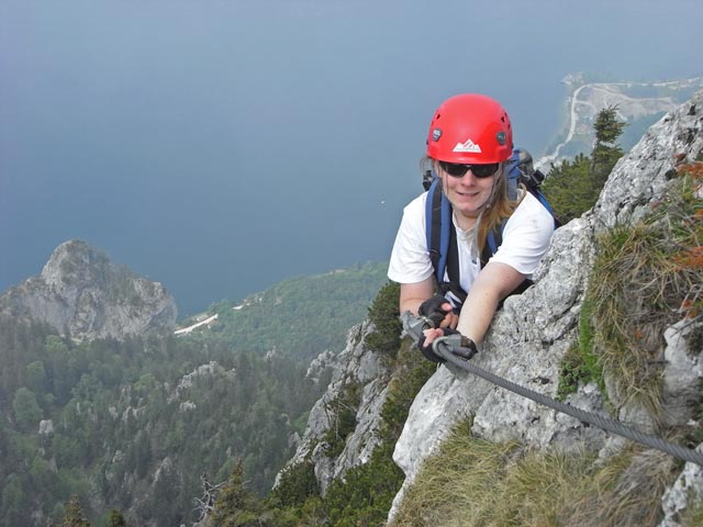 Traunsee-Klettersteig: Daniela im Ausstieg (25. Mai)