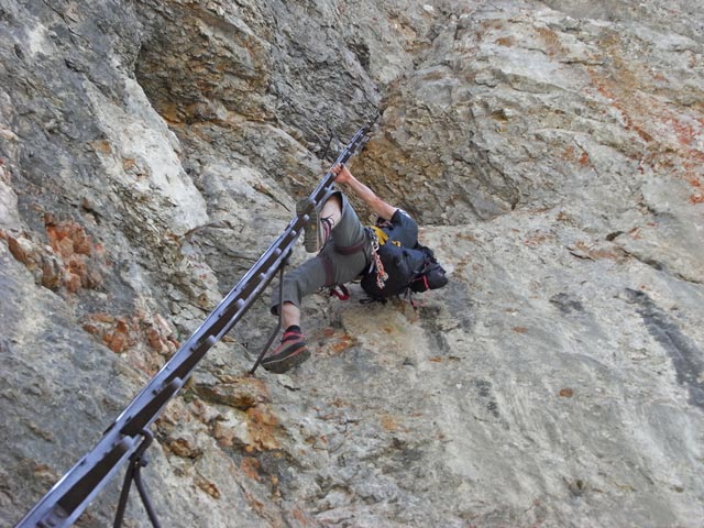 Haidsteig: Andreas am 2. Steigbaum