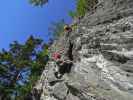 Zimmereben-Klettersteig: Martina und Axel am Pfeiler 'Morgensonne'