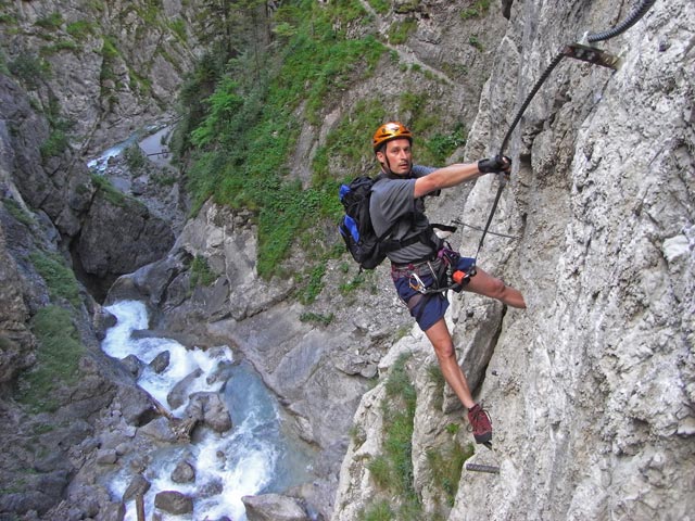 Galitzenklamm-Klettersteig: Erich nach der Schlüsselstelle (5. Juli)