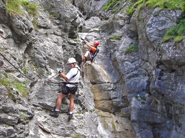 Galitzenklamm-Klettersteig: Norbert und Daniela vor dem zweiten Notausstieg (5. Juli)