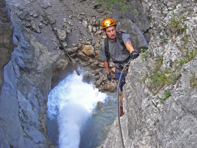 Galitzenklamm-Klettersteig: Erich vor dem zweiten Notausstieg (5. Juli)