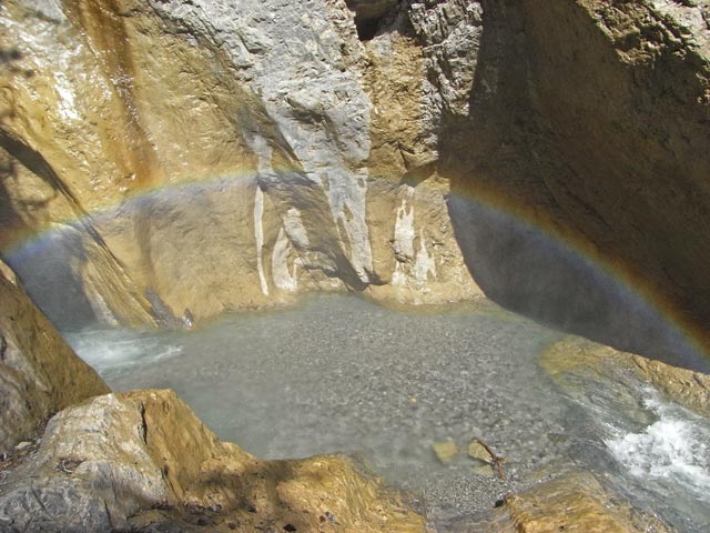 ÖTK-Klettersteig Pirkner Klamm: beim Regenbogenfall (6. Juli)